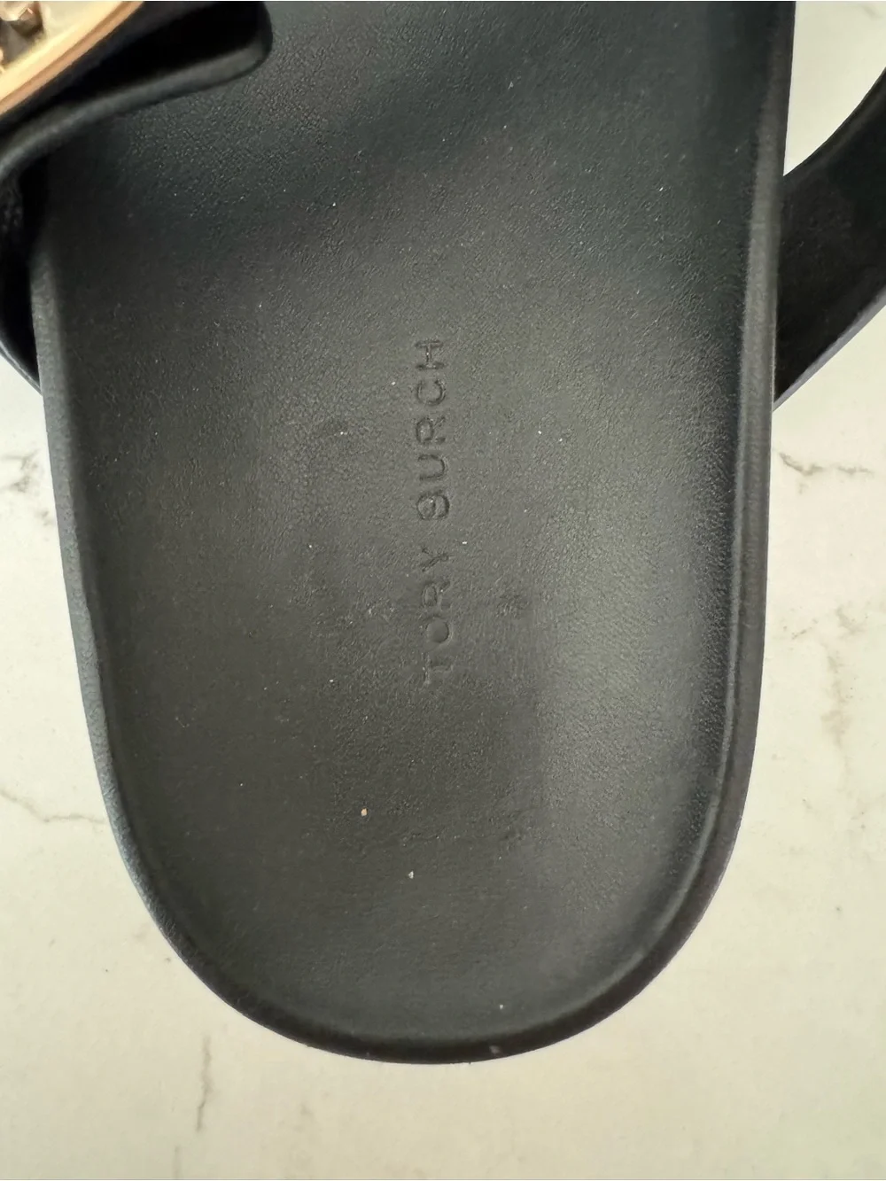 Tory Burch Black Leather Mellow T-Strap Sandals